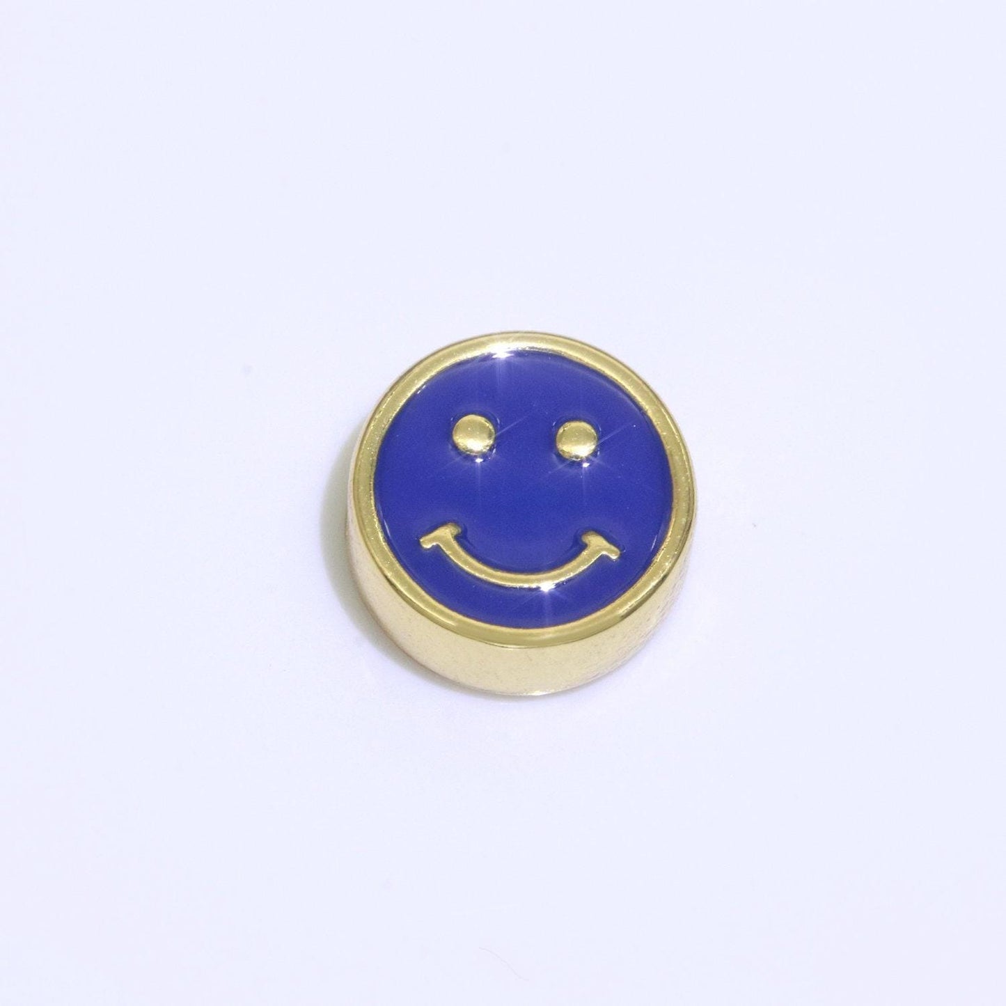 10mm enamel heart smile face bead, emoji bead, happy face, gold cute spacer bead, necklace and bracelet making, jewelry supply | b-609~b-610