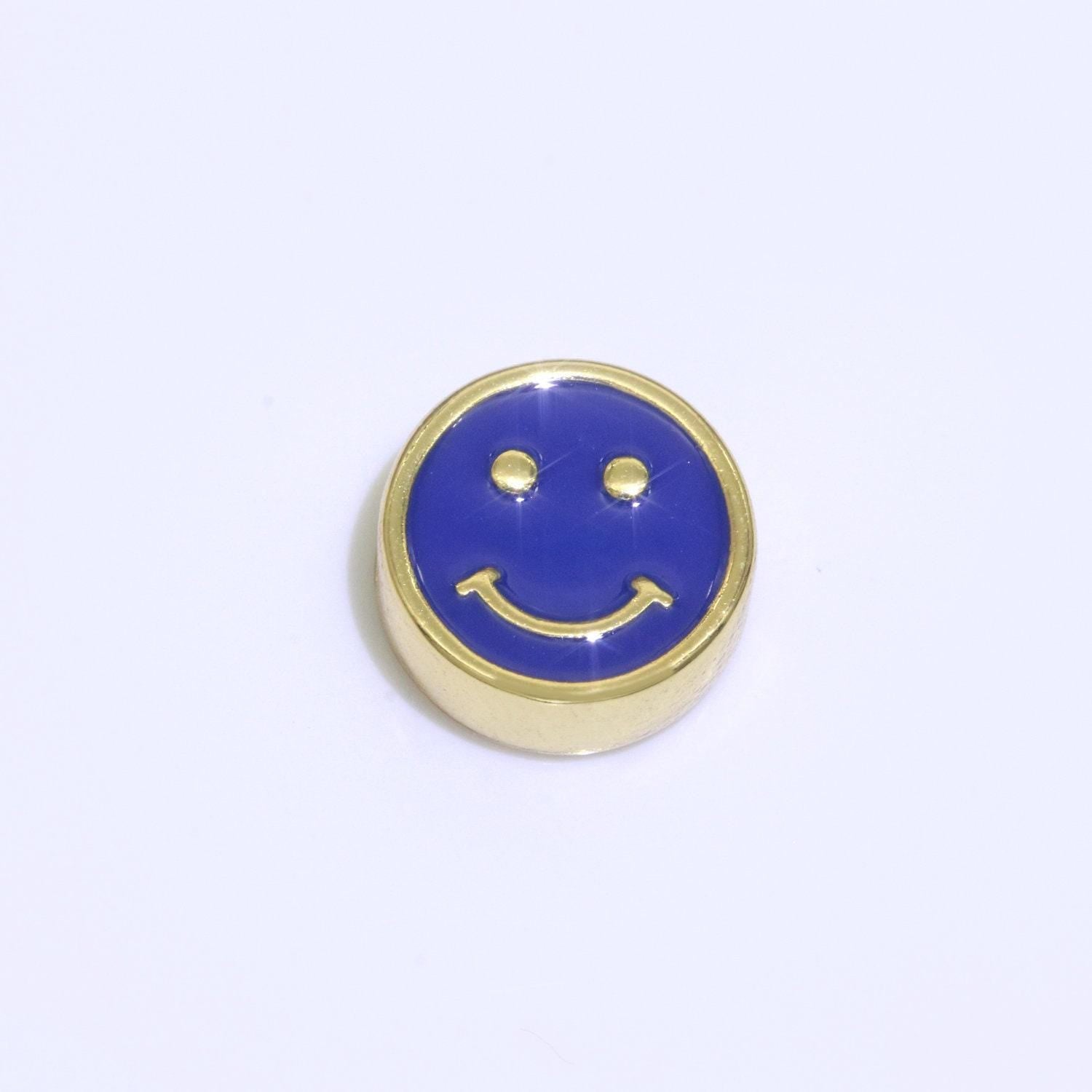 10mm enamel heart smile face bead, emoji bead, happy face, gold cute spacer bead, necklace and bracelet making, jewelry supply | b-609~b-610