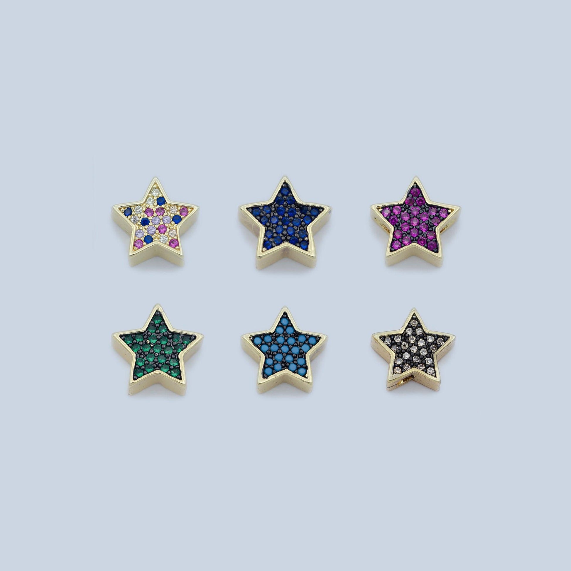 14k gold filled star beads, star spacer beads, gold bracelet charms rose gold silver love jewelry supplies component findings 10mm