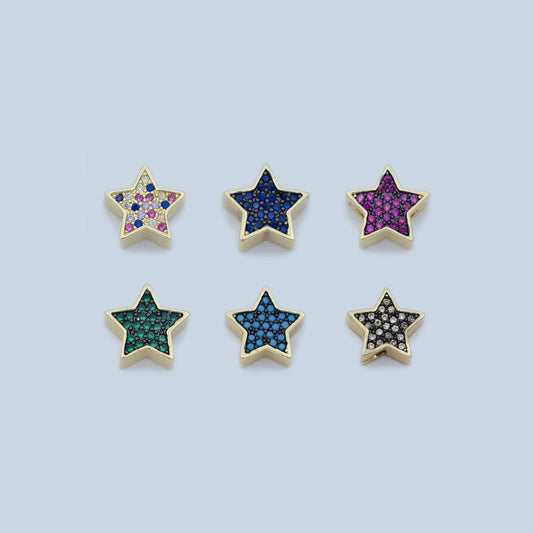 14k gold filled star beads, star spacer beads, gold bracelet charms rose gold silver love jewelry supplies component findings 10mm
