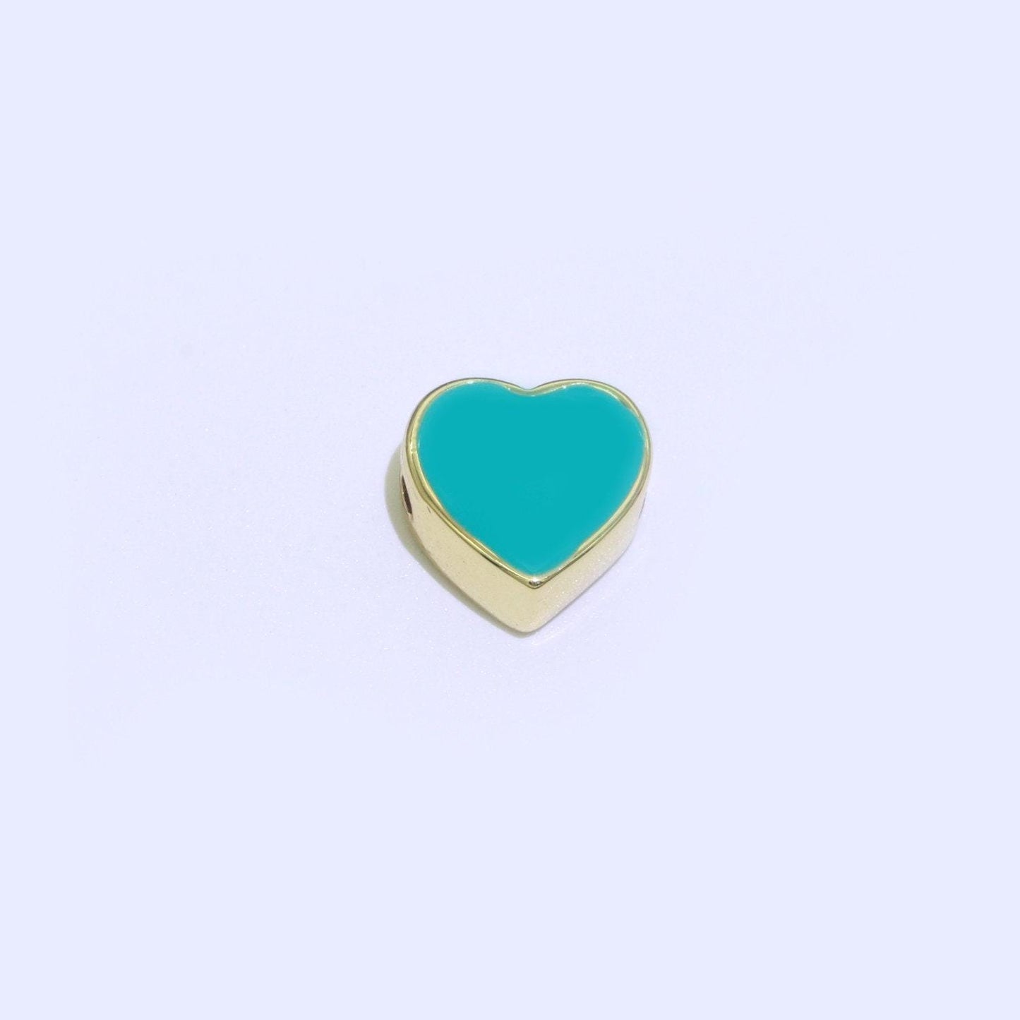 Dainty colorful heart spacer beads, green black pink yellow white teal heart beads for necklace bracelet component 10mm beads, b-588-b-591