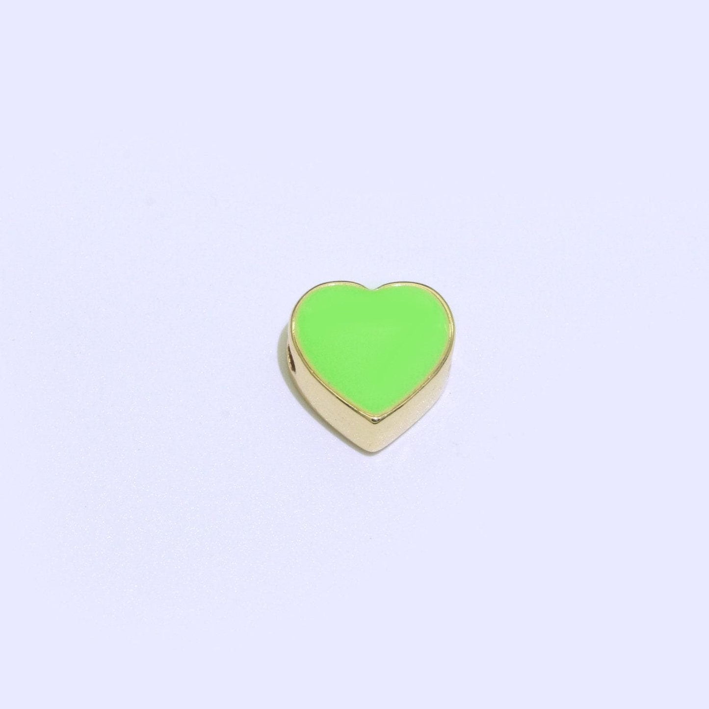 Dainty colorful heart spacer beads, green black pink yellow white teal heart beads for necklace bracelet component 10mm beads, b-588-b-591