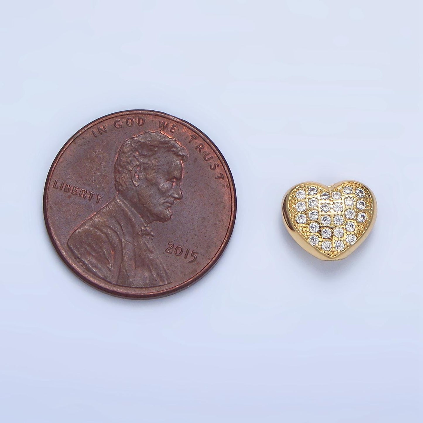 Mini micro paved clear cz heart bead | b-563