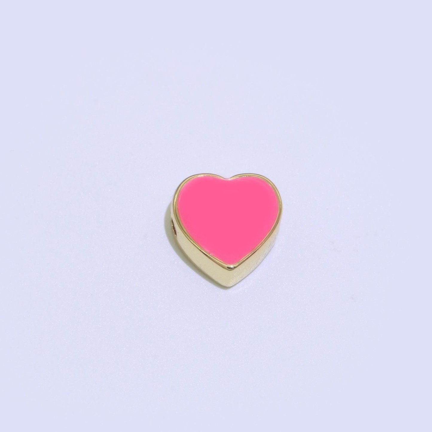Dainty colorful heart spacer beads, green black pink yellow white teal heart beads for necklace bracelet component 10mm beads, b-588-b-591