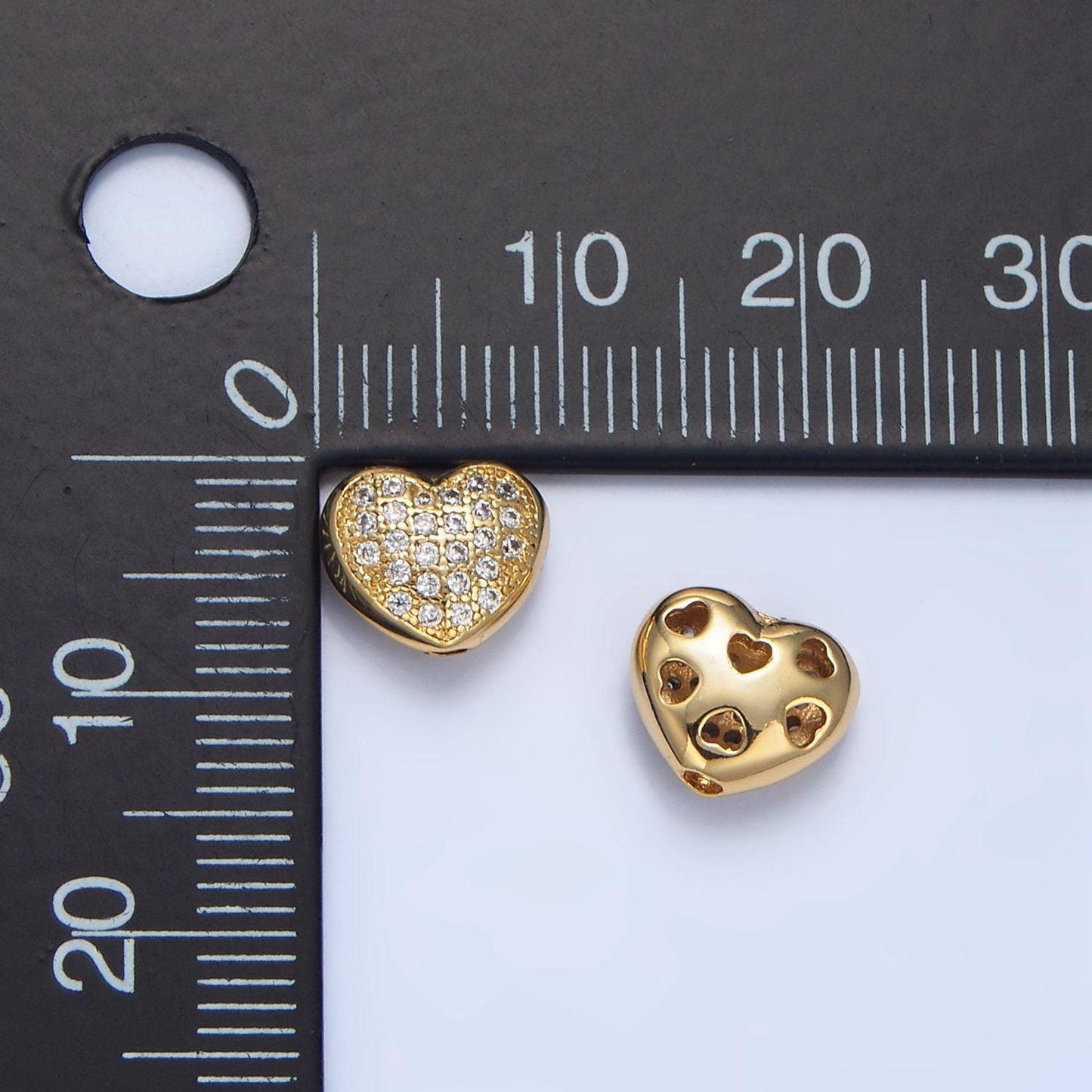 Mini micro paved clear cz heart bead | b-563