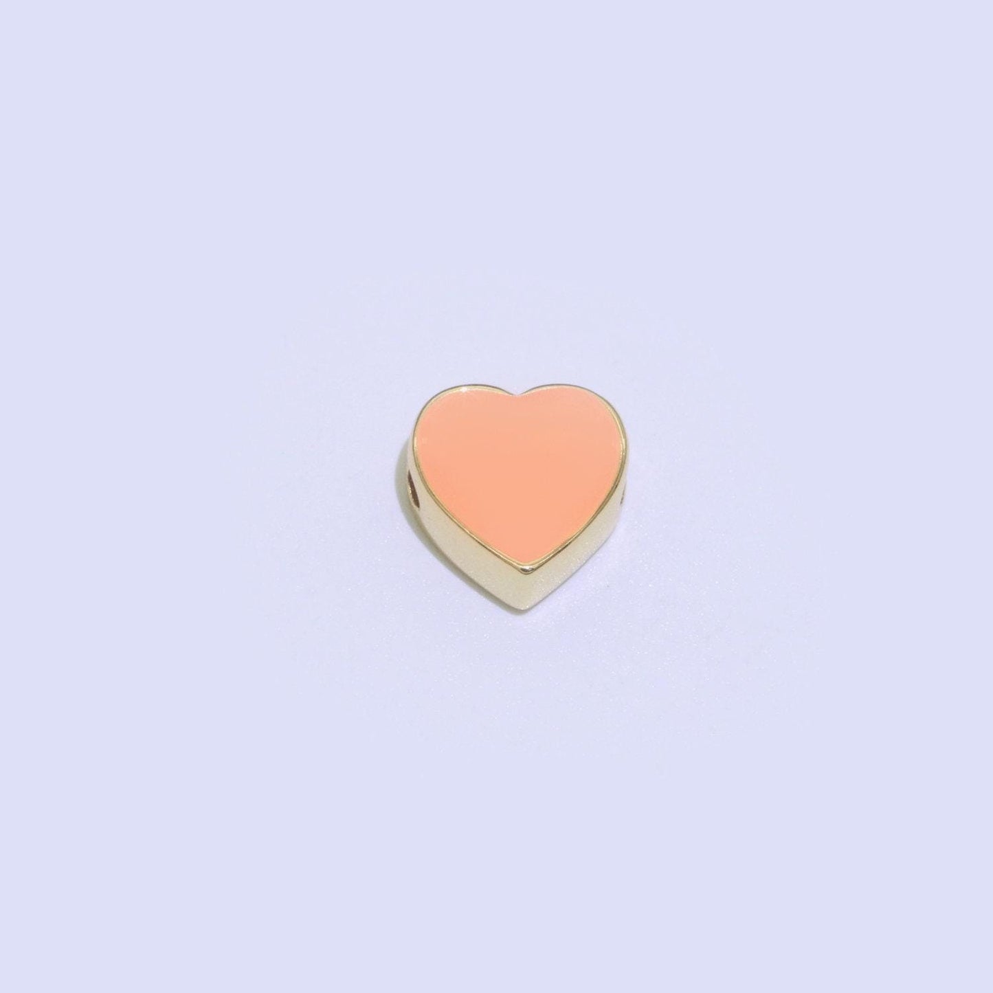 Dainty colorful heart spacer beads, green black pink yellow white teal heart beads for necklace bracelet component 10mm beads, b-588-b-591