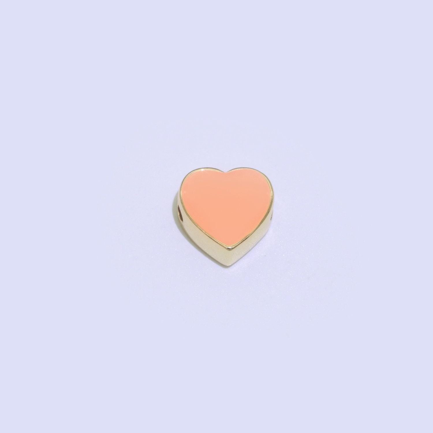 Dainty colorful heart spacer beads, green black pink yellow white teal heart beads for necklace bracelet component 10mm beads, b-588-b-591