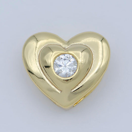 Mini heart beads - 10mm puffy heart beautiful 3d love jewelry gold filled bead spacer for bracelet necklace supply