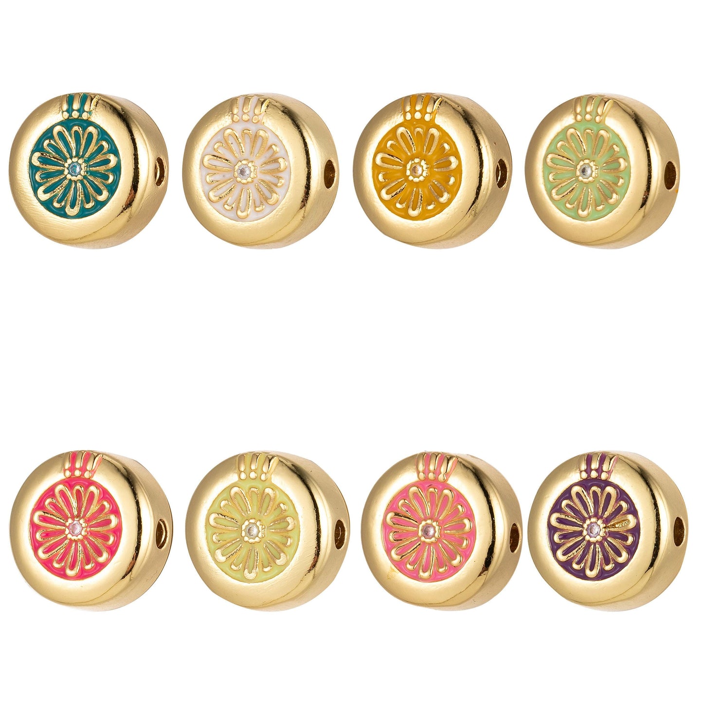 1x large hole round daisy charm for necklace pendant pave beads, flower big hole spacer beads, large hole spacer dangle charm, b-531~b-531