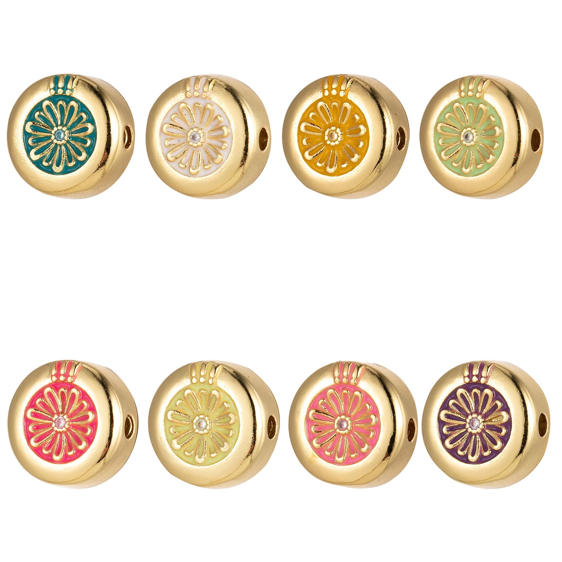 1x large hole round daisy charm for necklace pendant pave beads, flower big hole spacer beads, large hole spacer dangle charm, b-531~b-531