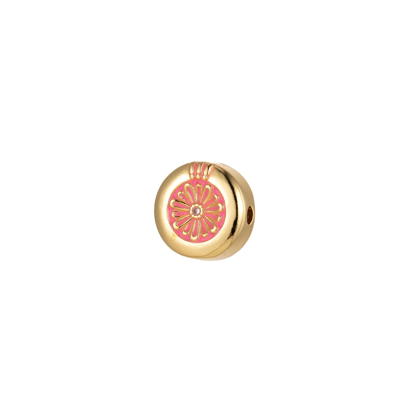 1x large hole round daisy charm for necklace pendant pave beads, flower big hole spacer beads, large hole spacer dangle charm, b-531~b-531