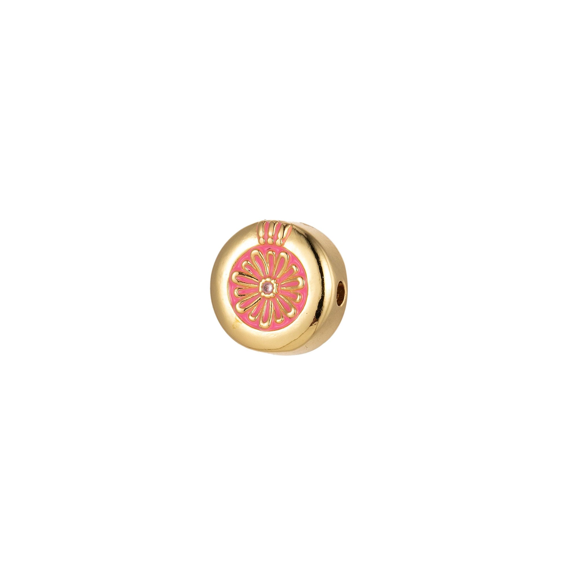 1x large hole round daisy charm for necklace pendant pave beads, flower big hole spacer beads, large hole spacer dangle charm, b-531~b-531