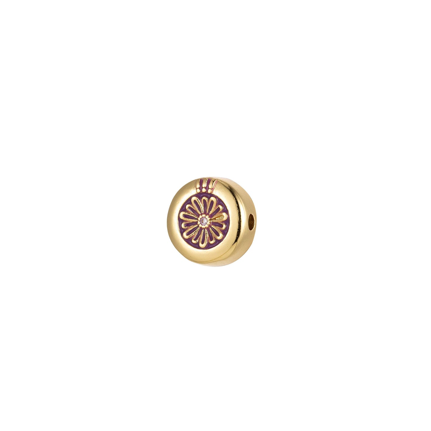 1x large hole round daisy charm for necklace pendant pave beads, flower big hole spacer beads, large hole spacer dangle charm, b-531~b-531