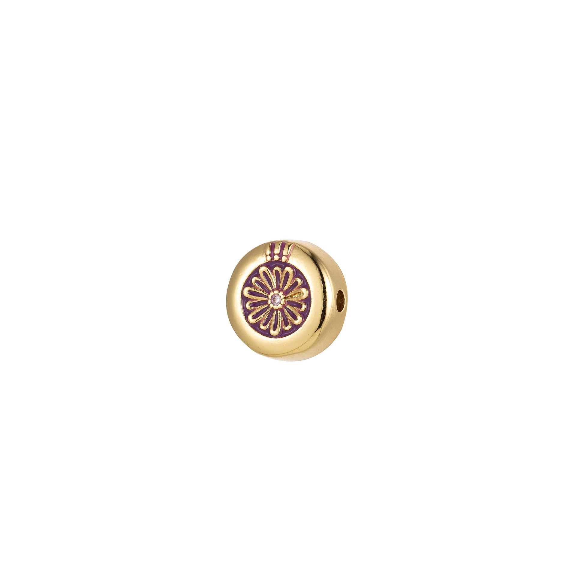 1x large hole round daisy charm for necklace pendant pave beads, flower big hole spacer beads, large hole spacer dangle charm, b-531~b-531