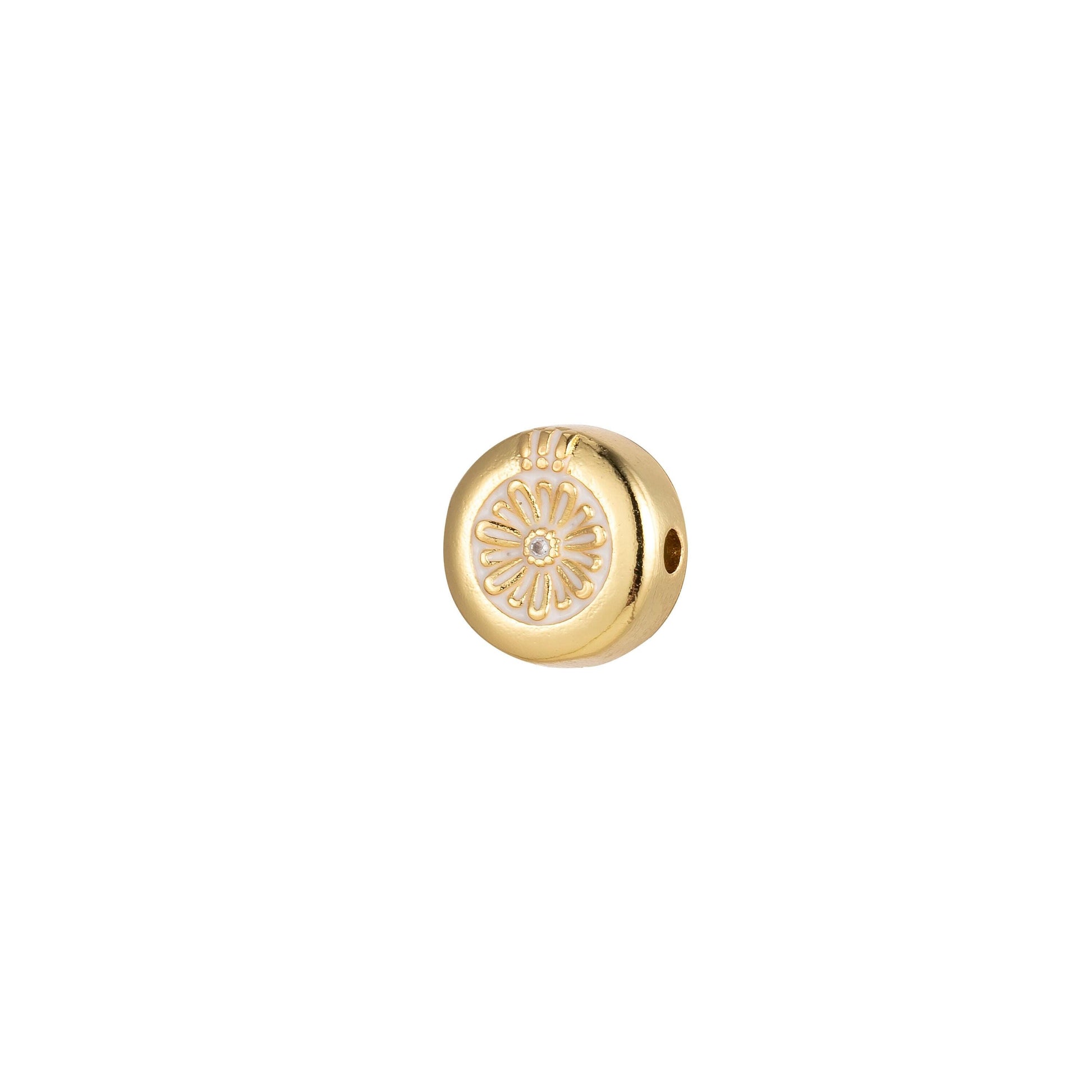 1x large hole round daisy charm for necklace pendant pave beads, flower big hole spacer beads, large hole spacer dangle charm, b-531~b-531