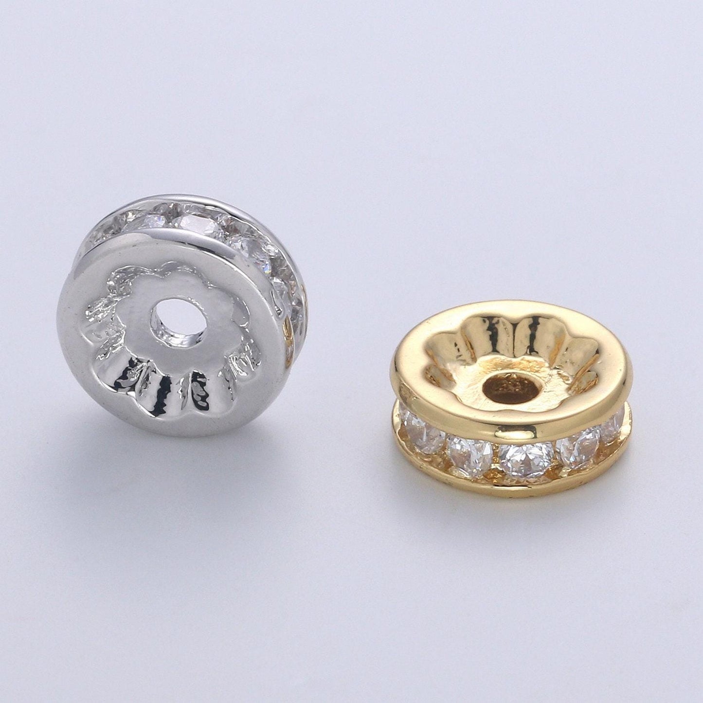 1pc gold cz micro pave spacer beads,for diy beaded bracelet jewelry charms rondelle bead spacer bead size 10mm bead b507