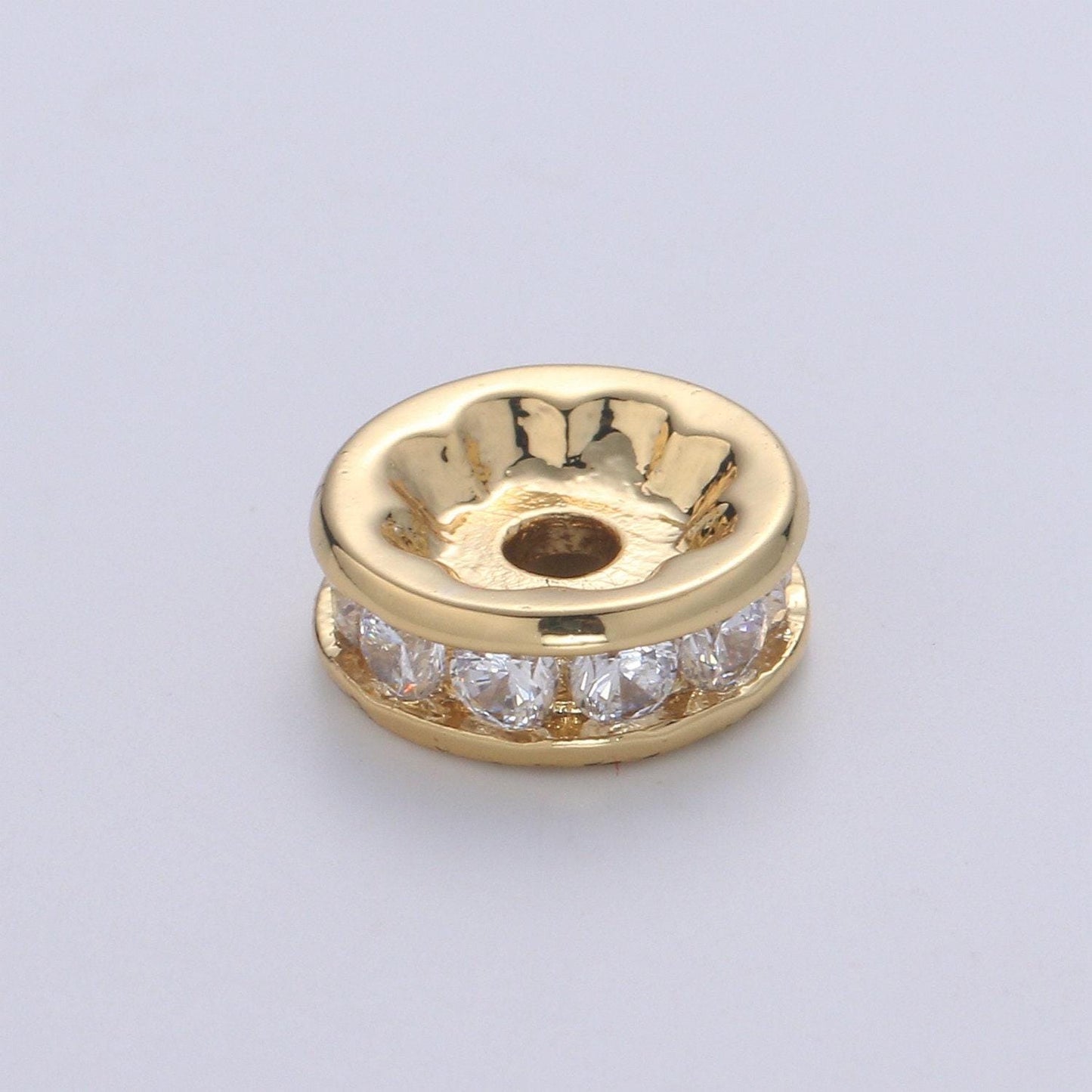 1pc gold cz micro pave spacer beads,for diy beaded bracelet jewelry charms rondelle bead spacer bead size 10mm bead b507