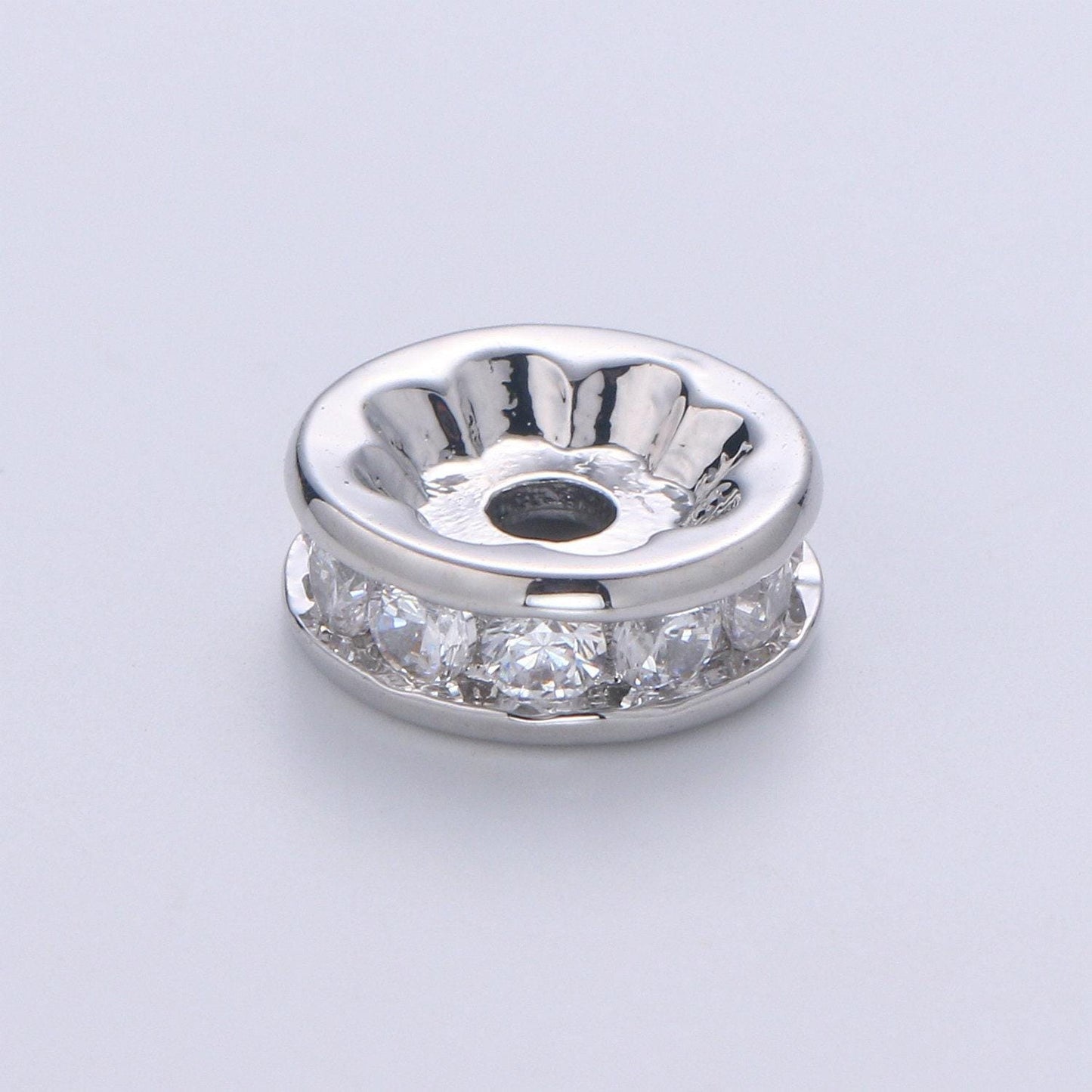 1pc gold cz micro pave spacer beads,for diy beaded bracelet jewelry charms rondelle bead spacer bead size 10mm bead b507