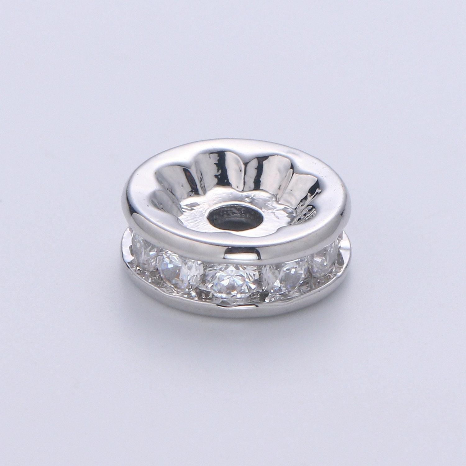 1pc gold cz micro pave spacer beads,for diy beaded bracelet jewelry charms rondelle bead spacer bead size 10mm bead b507