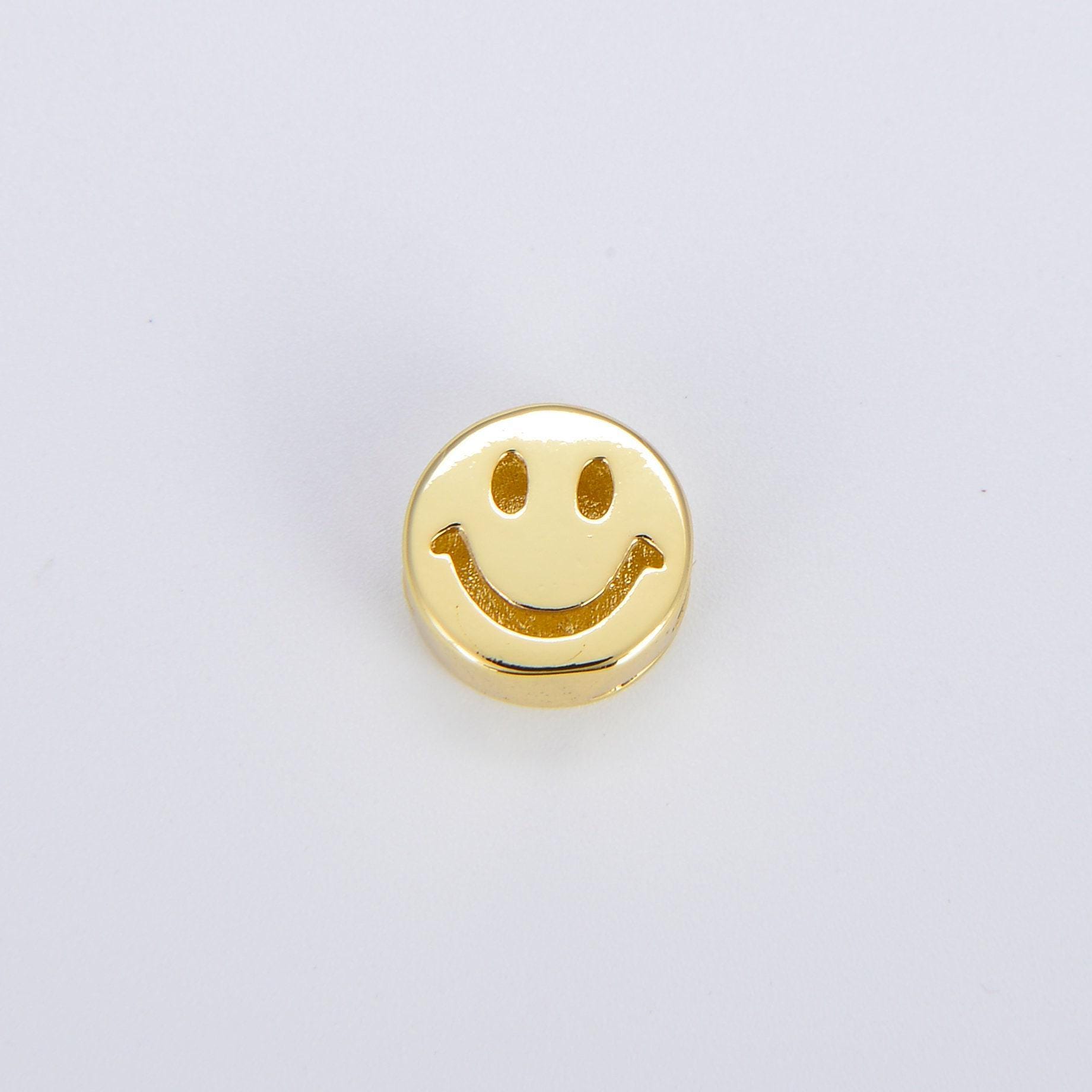 1 pc. 11.5mm smile face beads, emoji beads, happy face, gold cute spacer beads, necklace and bracelet making, jewelry supplies b-484