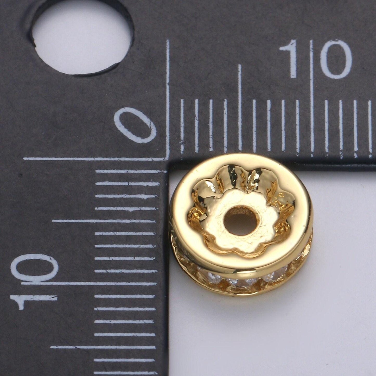 1pc gold cz micro pave spacer beads,for diy beaded bracelet jewelry charms rondelle bead spacer bead size 10mm bead b507