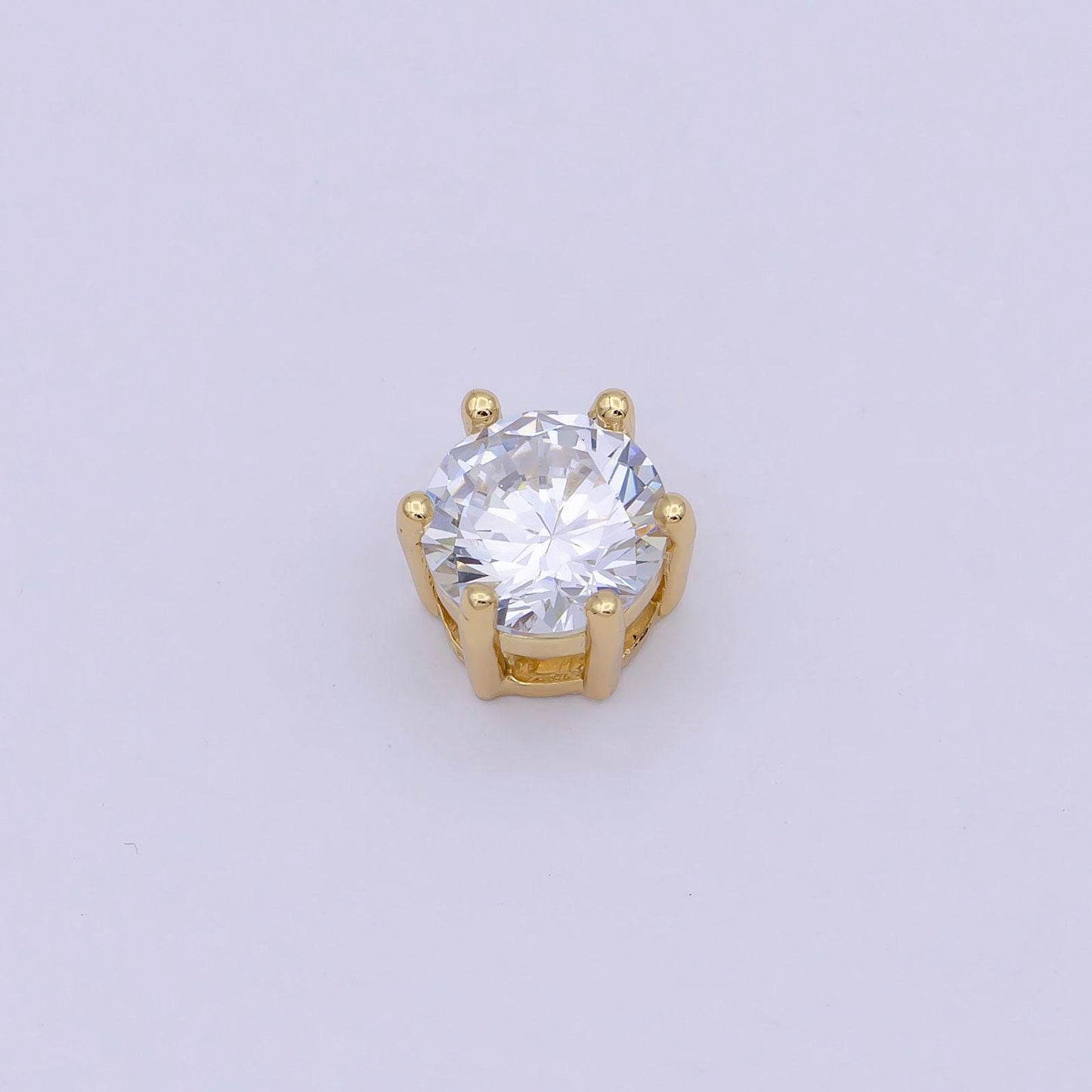 Gold filled solitaire cz round connector charm beads for bracelet component b-465