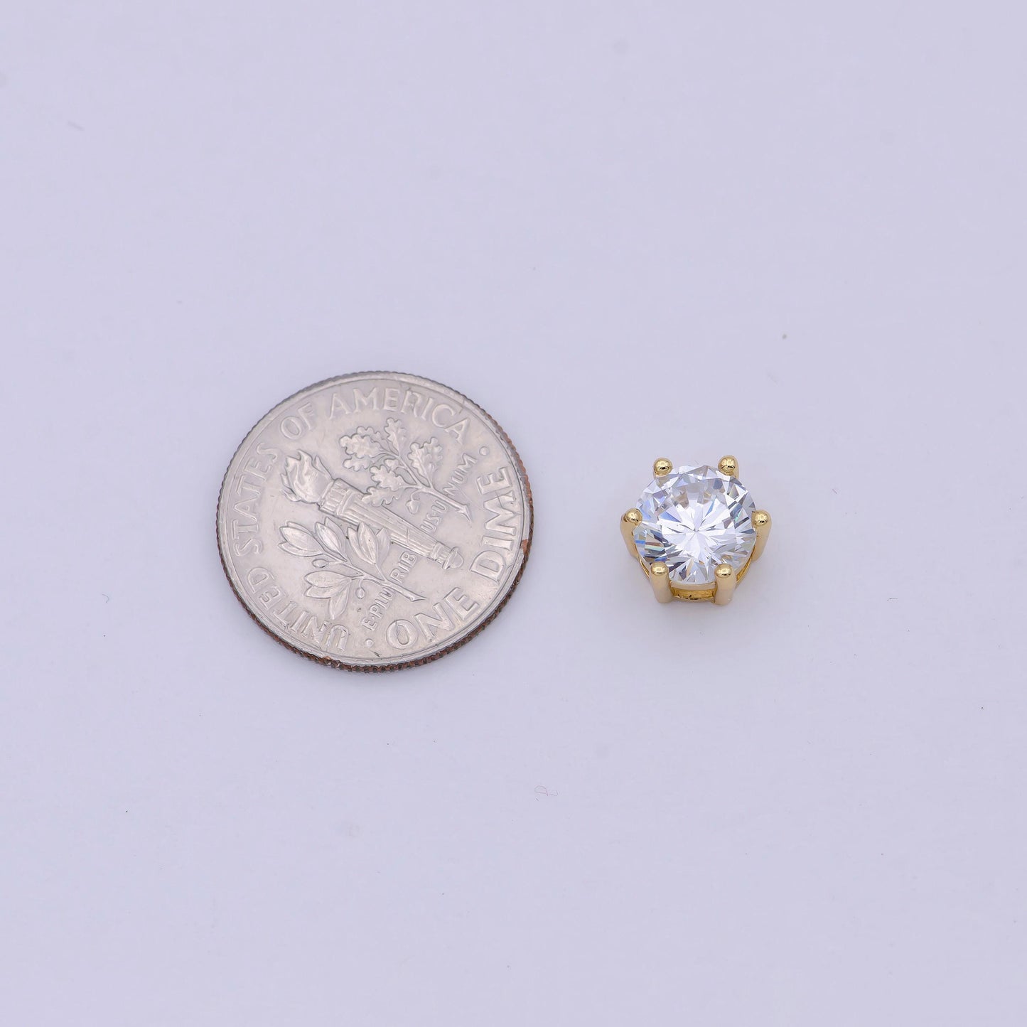 Gold filled solitaire cz round connector charm beads for bracelet component b-465