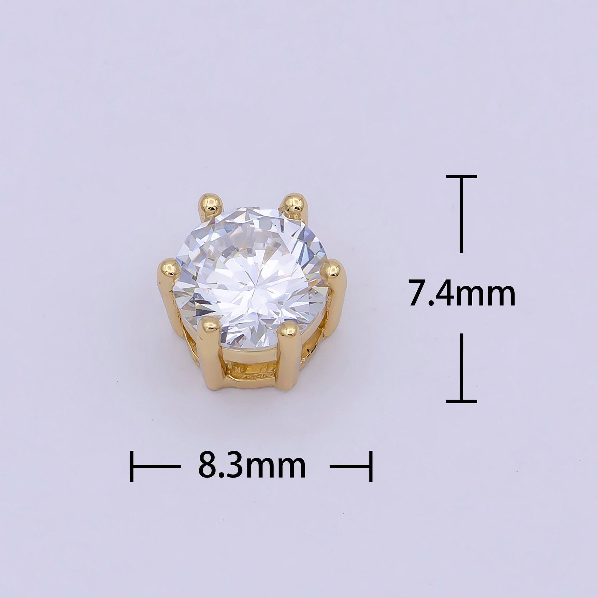 Gold filled solitaire cz round connector charm beads for bracelet component b-465