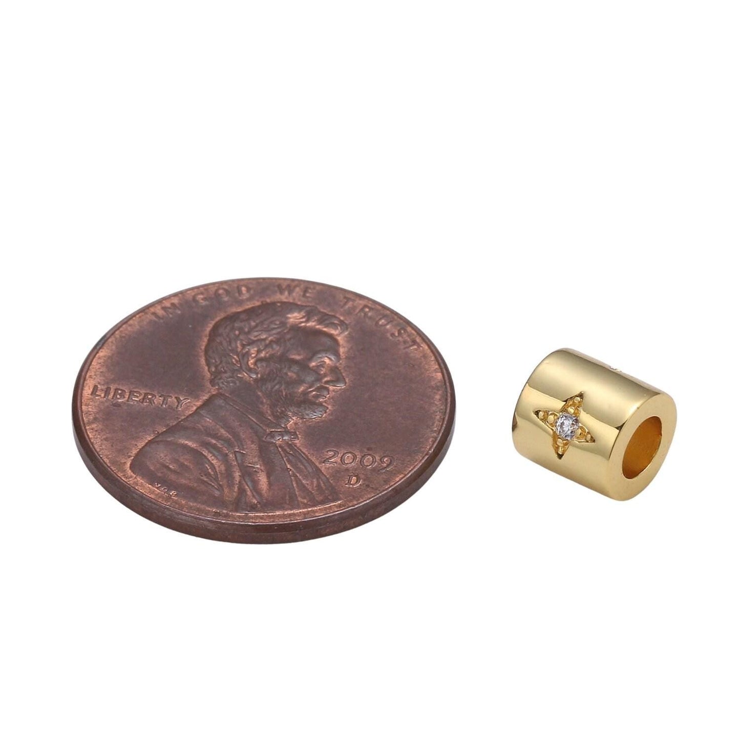 Small bead 6mm bead cz gold bead star moon beads cylinder cubic bead for bracelet necklace supply large hole beads b384,
