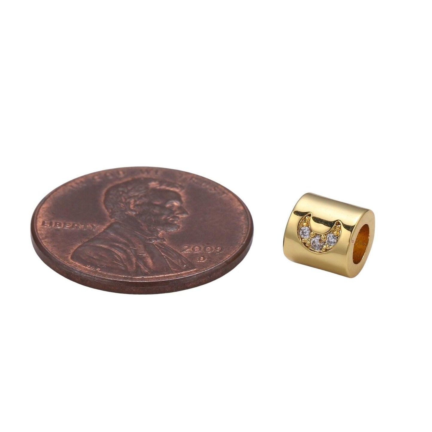 Small bead 6mm bead cz gold bead star moon beads cylinder cubic bead for bracelet necklace supply large hole beads b384,