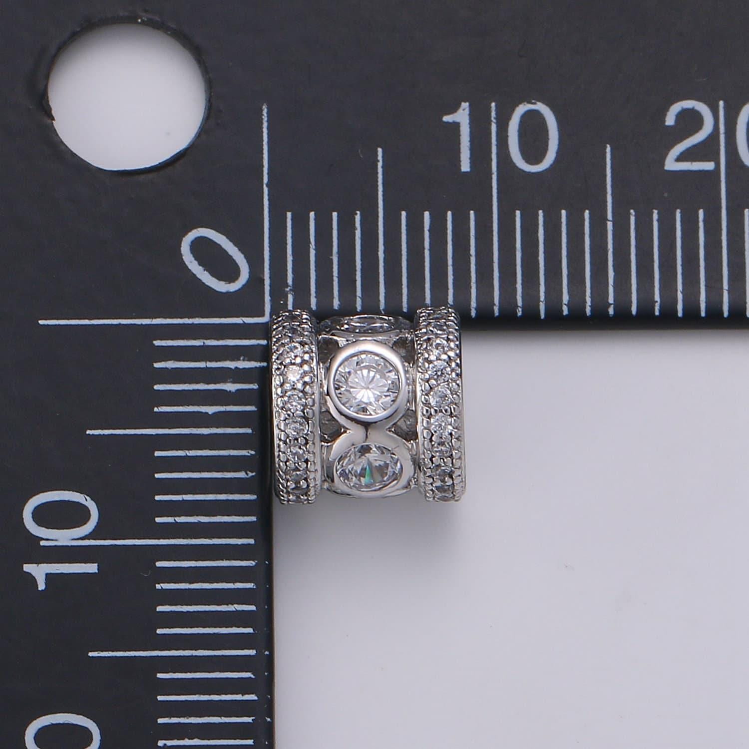 1pc whitegold filled cylinder cubic pave pattern beads spacer beads, for diy jewelry making modern classic charms beaded bracelet, b-376