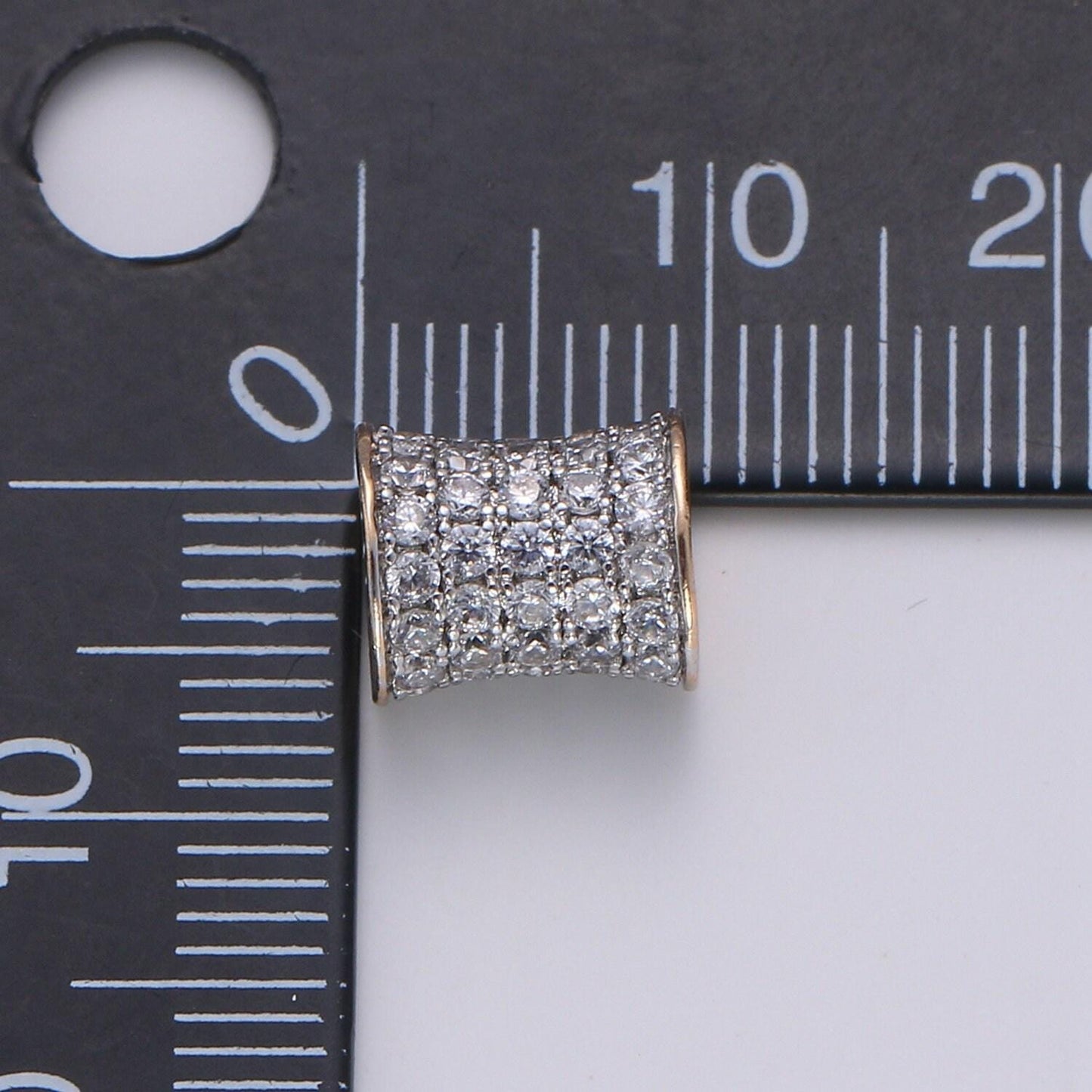 1pc 16k cylinder gold cubic pave pattern beads spacer beads, for diy jewelry making european charms beaded bracelet, bdgf-394