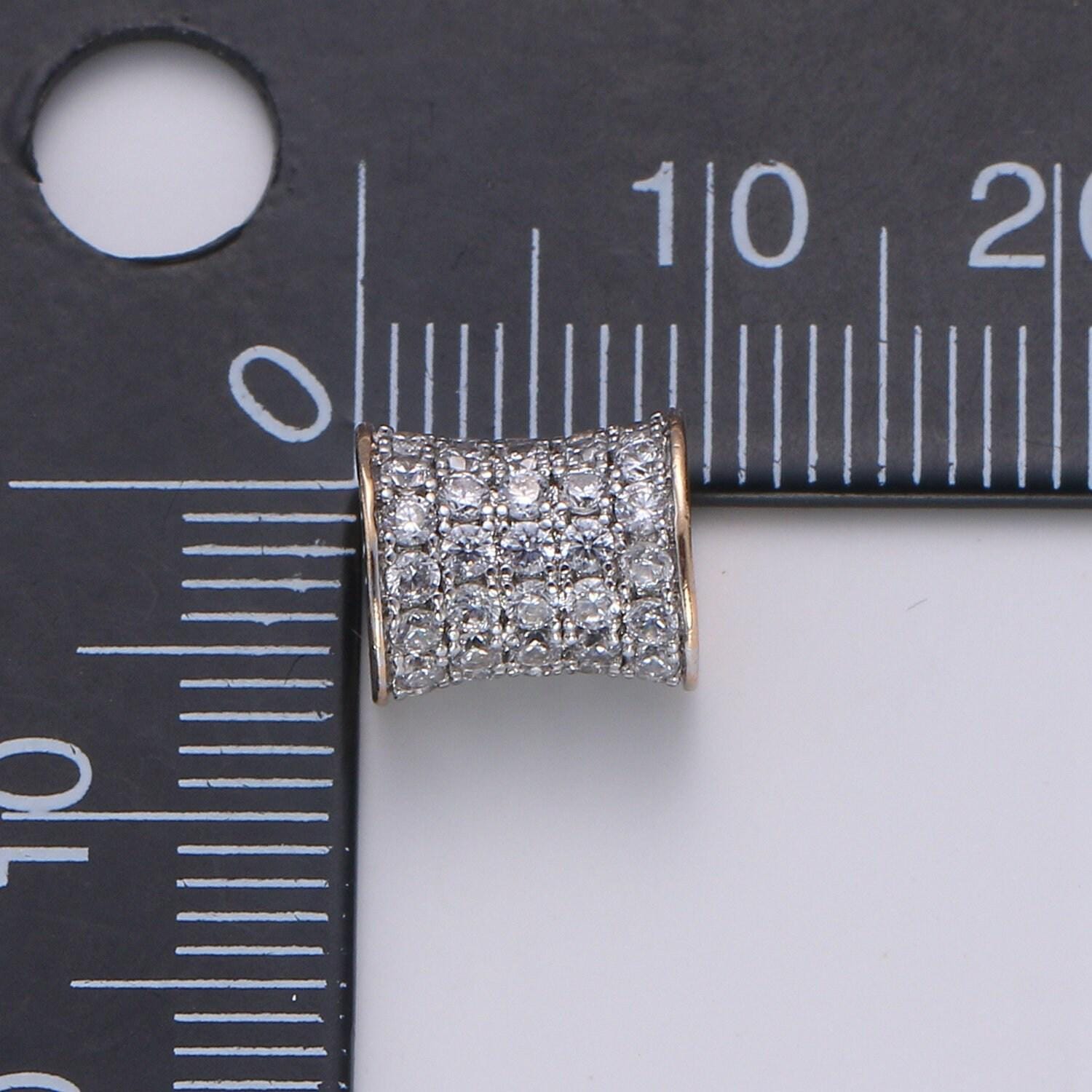 1pc 16k cylinder gold cubic pave pattern beads spacer beads, for diy jewelry making european charms beaded bracelet, bdgf-394
