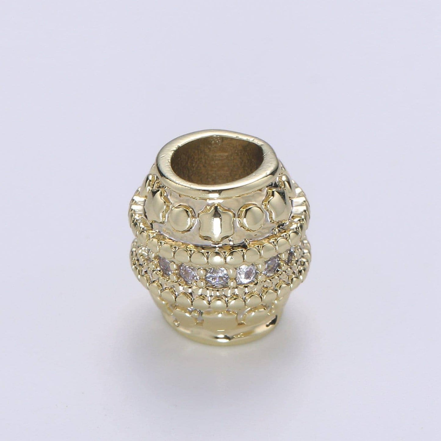 1pc 14k barrel gold cubic pave pattern beads spacer beads, for diy jewelry making european charms beaded bracelet, b-354