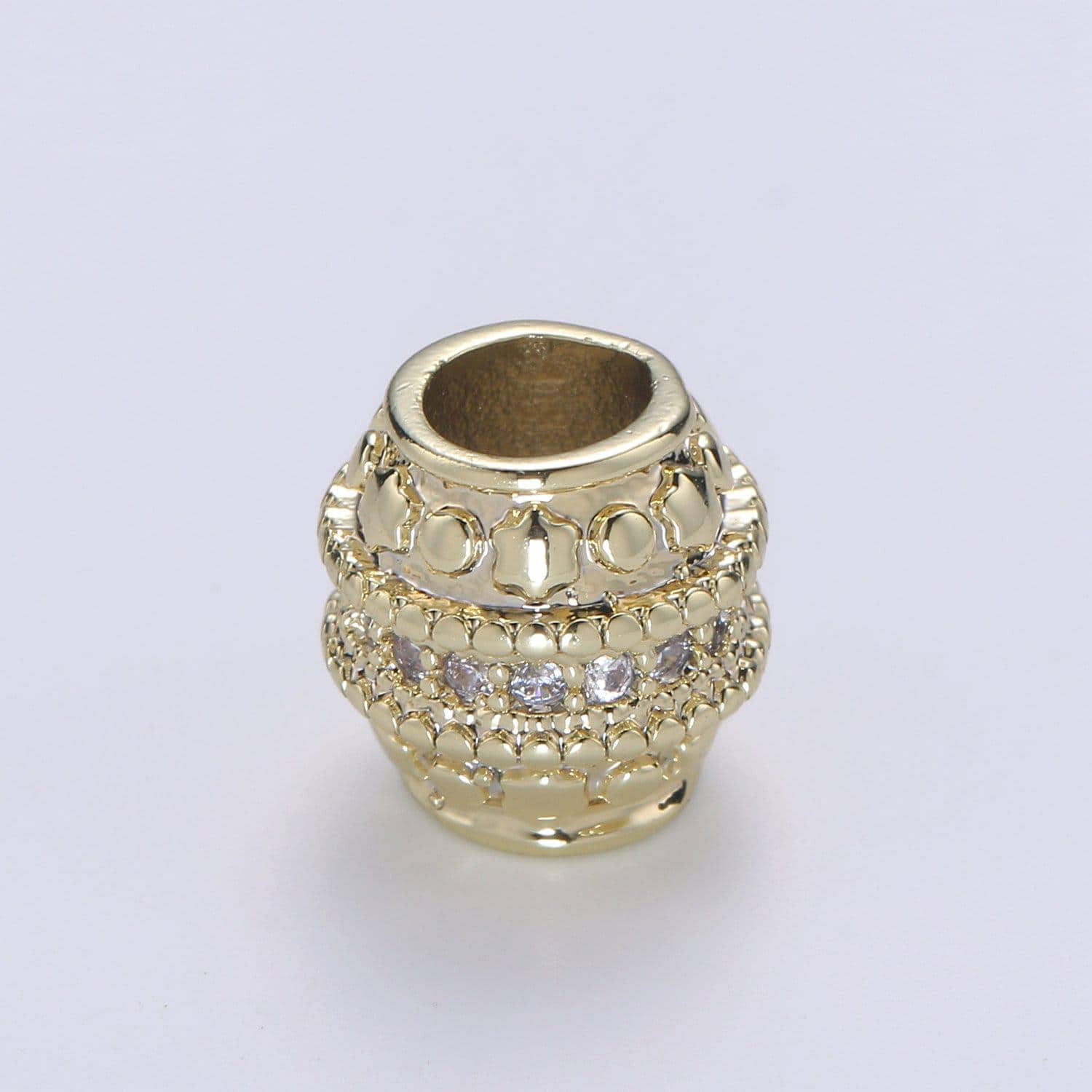 1pc 14k barrel gold cubic pave pattern beads spacer beads, for diy jewelry making european charms beaded bracelet, b-354