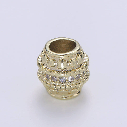 1pc 14k barrel gold cubic pave pattern beads spacer beads, for diy jewelry making european charms beaded bracelet, b-354