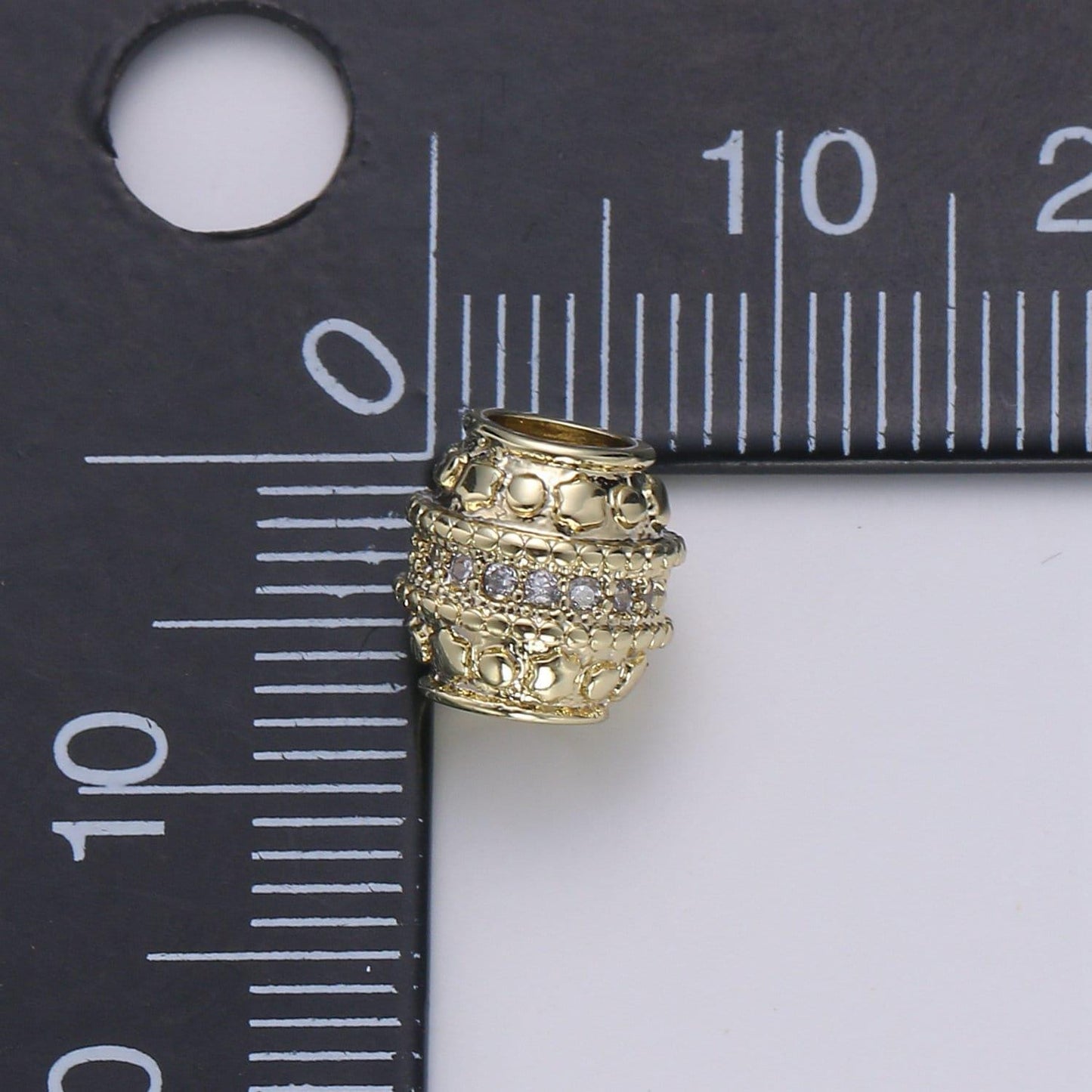 1pc 14k barrel gold cubic pave pattern beads spacer beads, for diy jewelry making european charms beaded bracelet, b-354