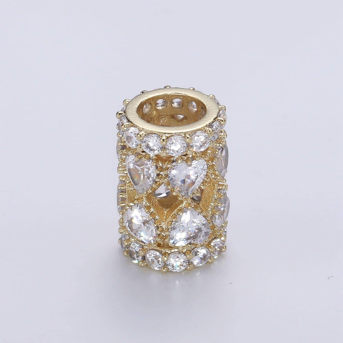 1pc 14k gold flower pattern beads spacer beads, for diy jewelry making european charms beaded bracelet, heart cz beads, b-352