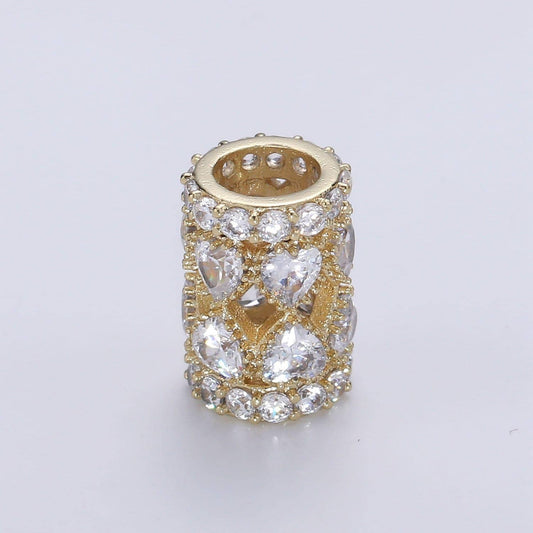 1pc 14k gold flower pattern beads spacer beads, for diy jewelry making european charms beaded bracelet, heart cz beads, b-352