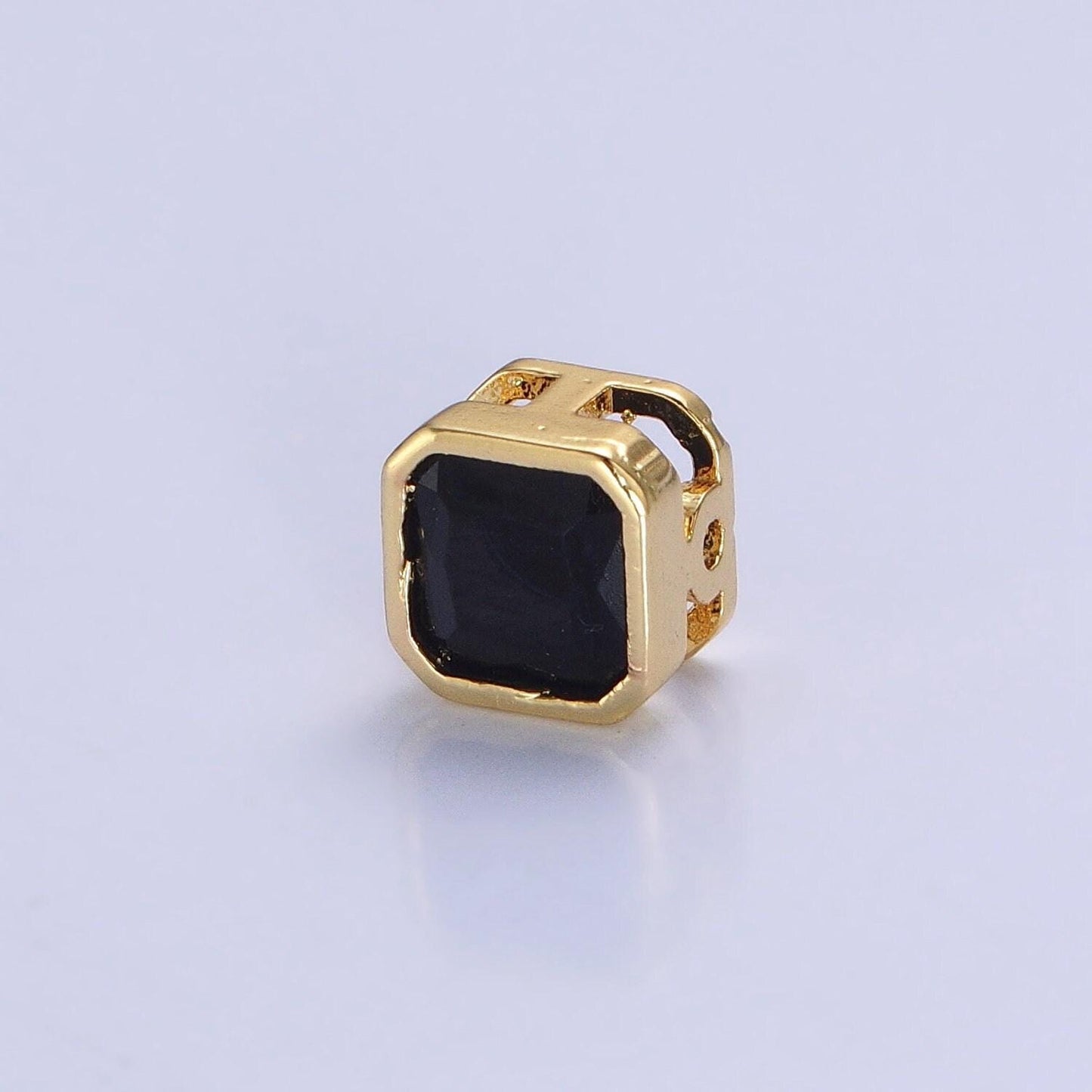 24k gold plated dainty cz square spacer bead, gold geometric spacer beads cz, small colorful spacers for bracelet necklace | b-351