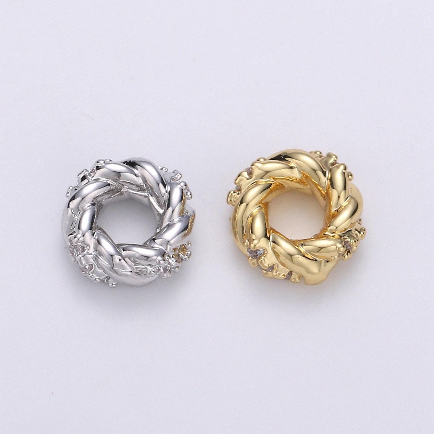 1pc gold cz micro pave wheel spacer beads, cz micro pave bracelet twisted spacer,for bracelet making supply findings, b-326