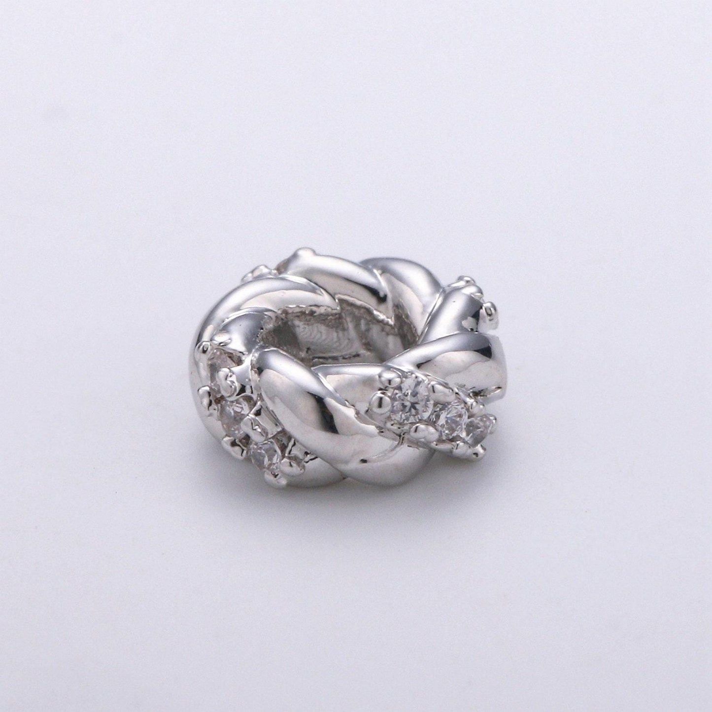 1pc gold cz micro pave wheel spacer beads, cz micro pave bracelet twisted spacer,for bracelet making supply findings, b-326