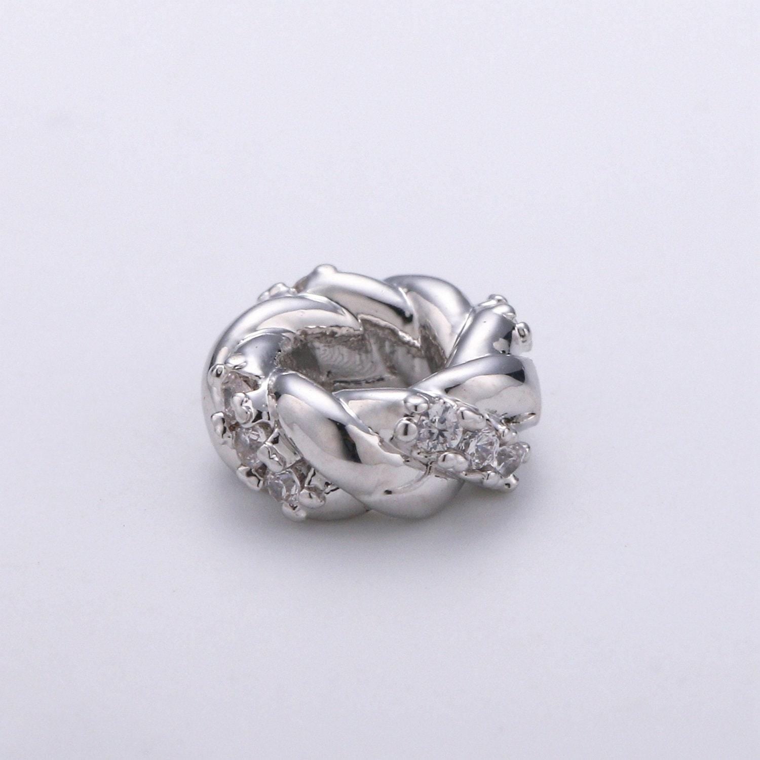 1pc gold cz micro pave wheel spacer beads, cz micro pave bracelet twisted spacer,for bracelet making supply findings, b-326