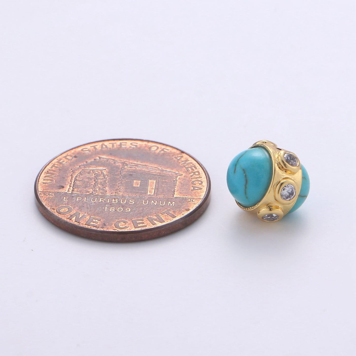 1pc gold micro pave turquoise spacer beads, for diy jewelry making european charms beaded bracelet, bead size 7x7mm hole 4mm