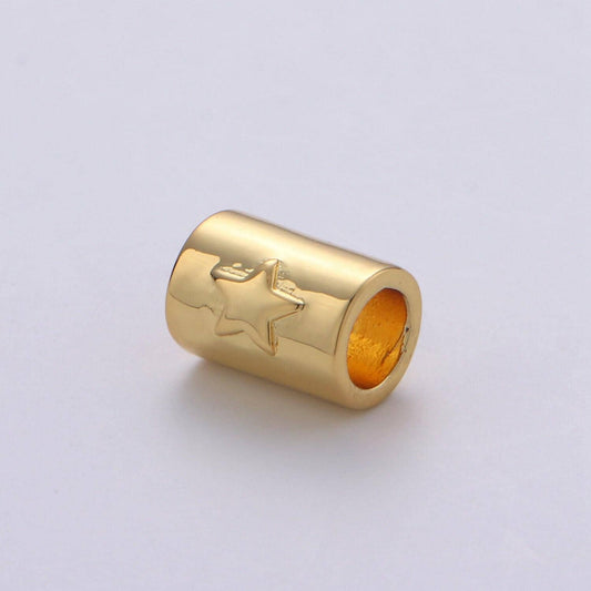1pc 7x9mm bead cz gold beads star beads cylinder beads charm for bracelet necklace supply 4mm hole