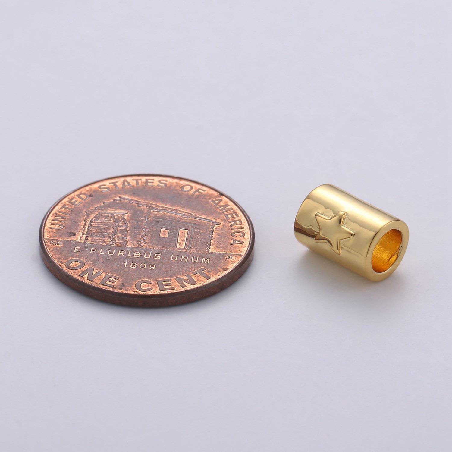 1pc 7x9mm bead cz gold beads star beads cylinder beads charm for bracelet necklace supply 4mm hole