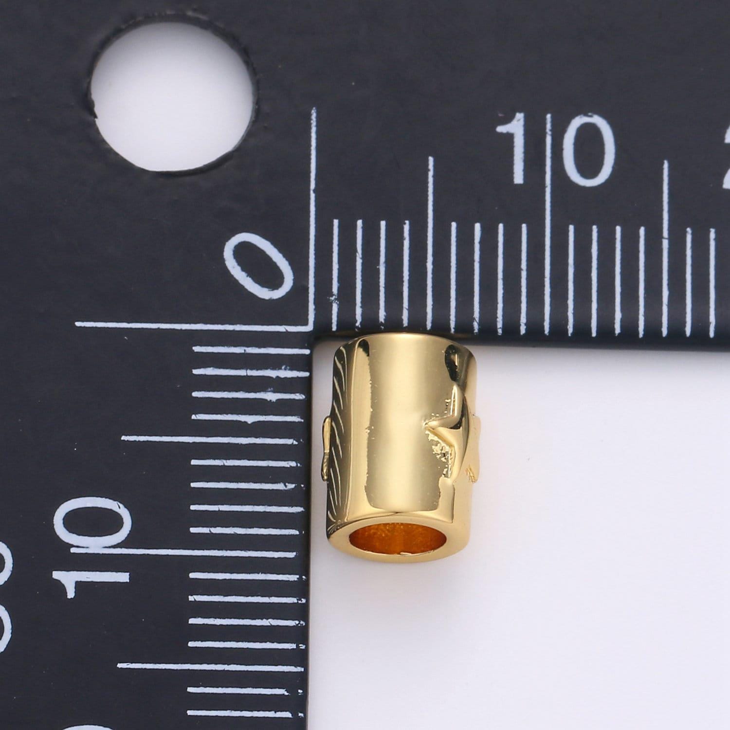 1pc 7x9mm bead cz gold beads star beads cylinder beads charm for bracelet necklace supply 4mm hole