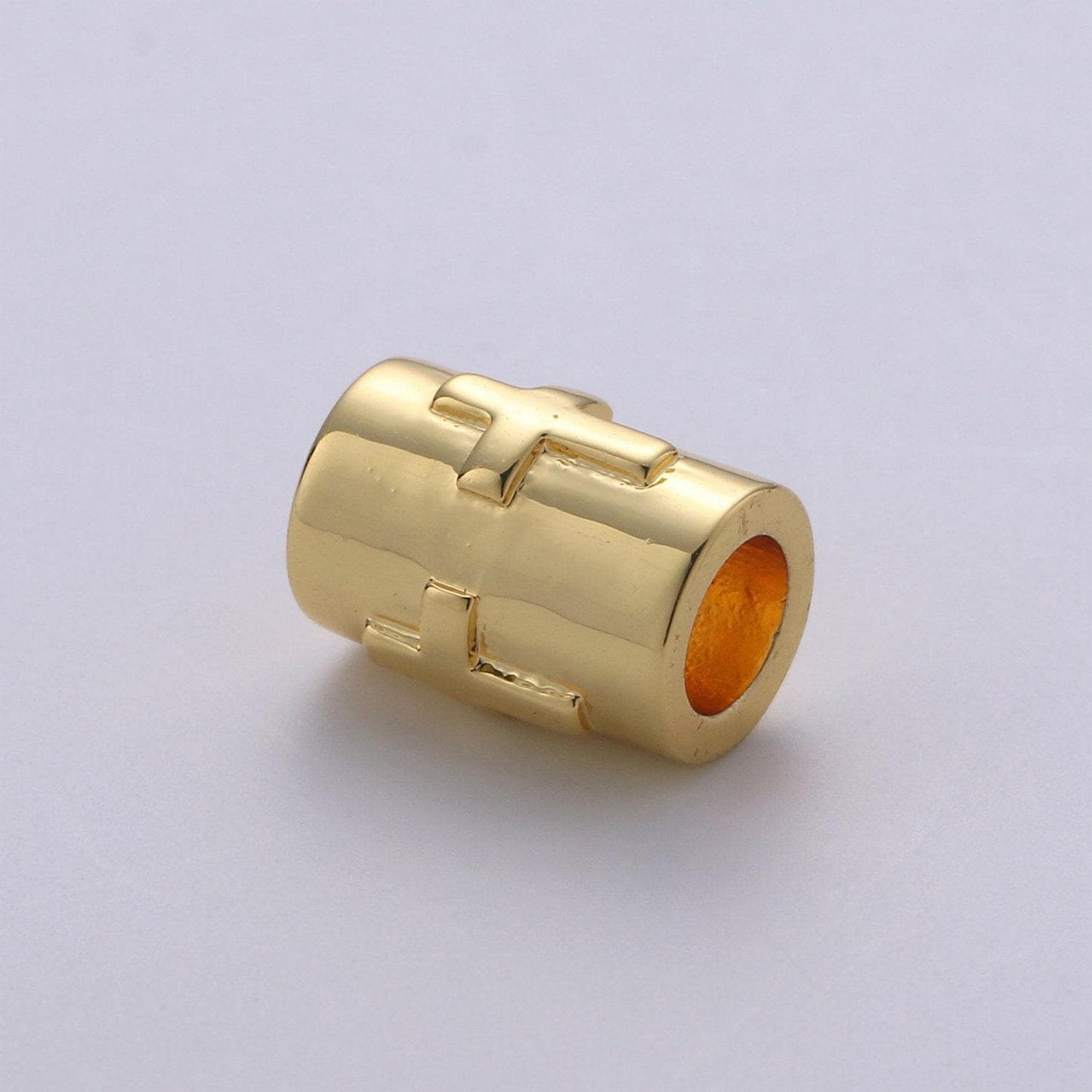 1pc 7x9mm bead cz gold beads cross beads cylinder beads charm for bracelet necklace supply 4mm hole
