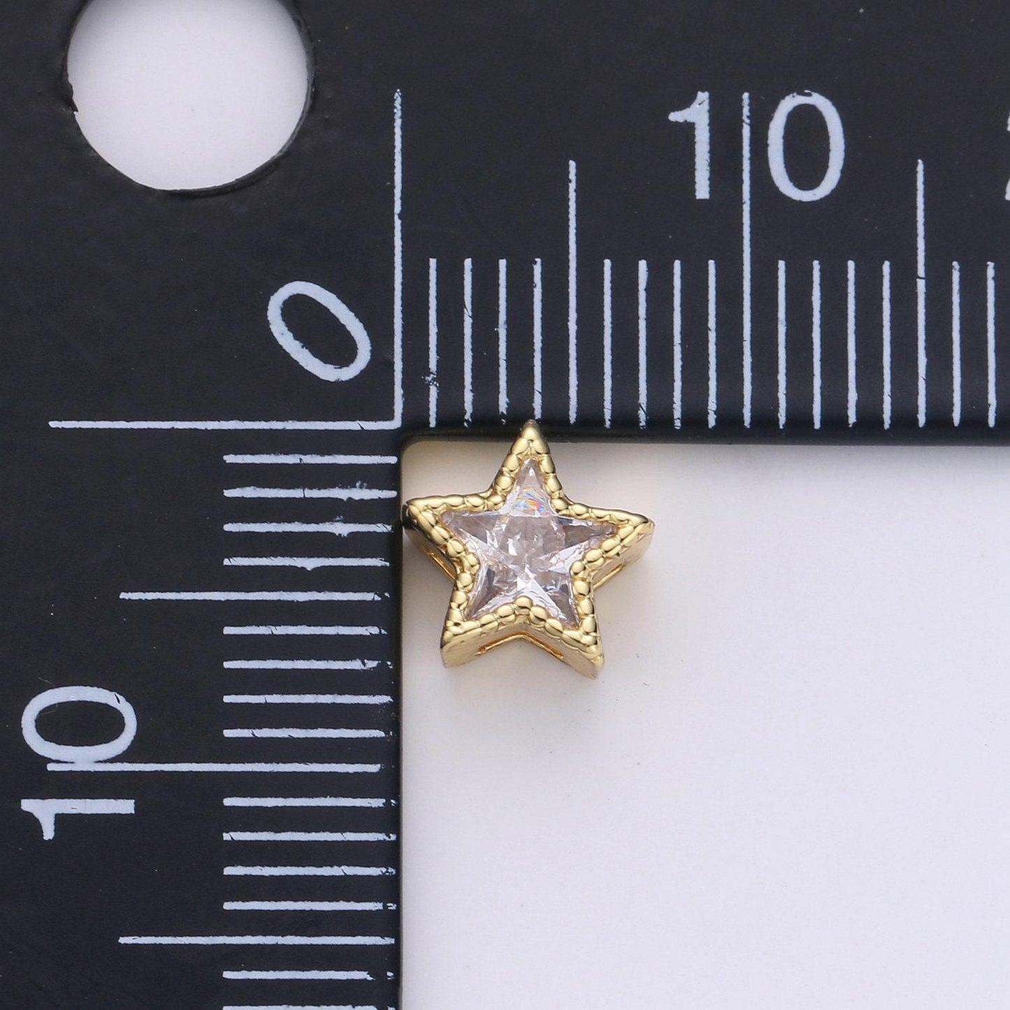 7mm gold star, micro pave star charms, cubic zirconia star, cz star pendant, star necklace, gold charm, star beads