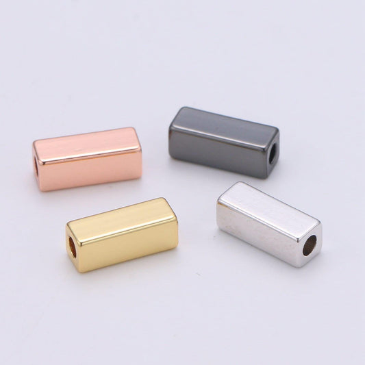 3x9mm 14k shiny gold tube beads, rosegold square tube beads, black spacer beads, silver solid tube bracelet beads, gold findings, 338